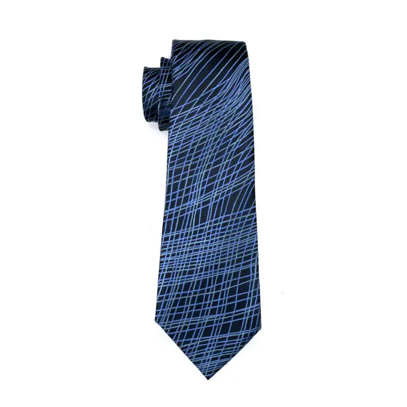 Для мужчин галстук синий Новинка жаккард шелк бренд галстук Ханки Запонки Набор для свадьбы Бизнес Вечерние LS-1086