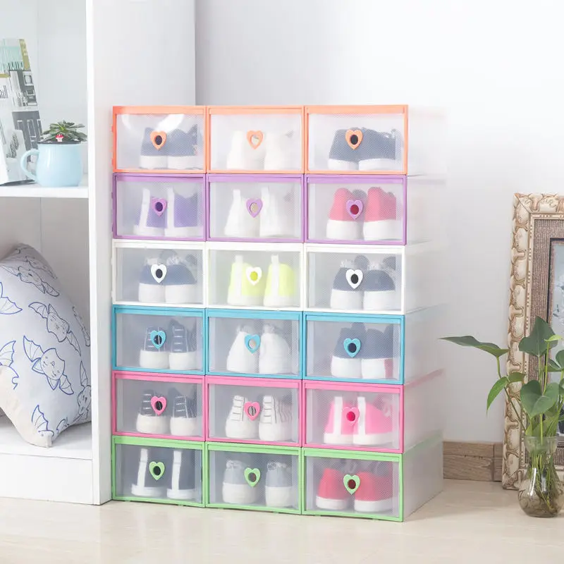 

6 Pcs/set of shoe box drawer transparent plastic rectangular PP thick storage box multi-purpose use