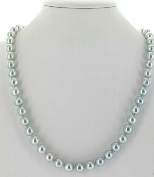 

gogerous 9-10mm south sea silver grey round pearl necklace 22nch