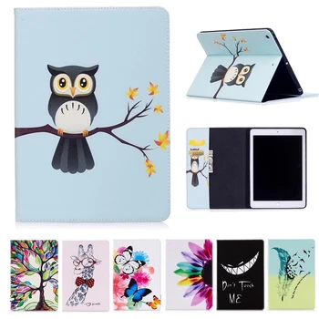 

Wallet Case For ipad 9.7 2018 2017 Model A1822 A1893 9.7inch Smart Cover Fashion Girl Owl Butterfly Flower Flip Stand Skin Funda