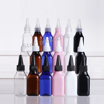 

100pcs 50ml empty multicolor plastic E- Jam bottle containers,PET bottle with pointed mouth caps for skin care cream,shampoo