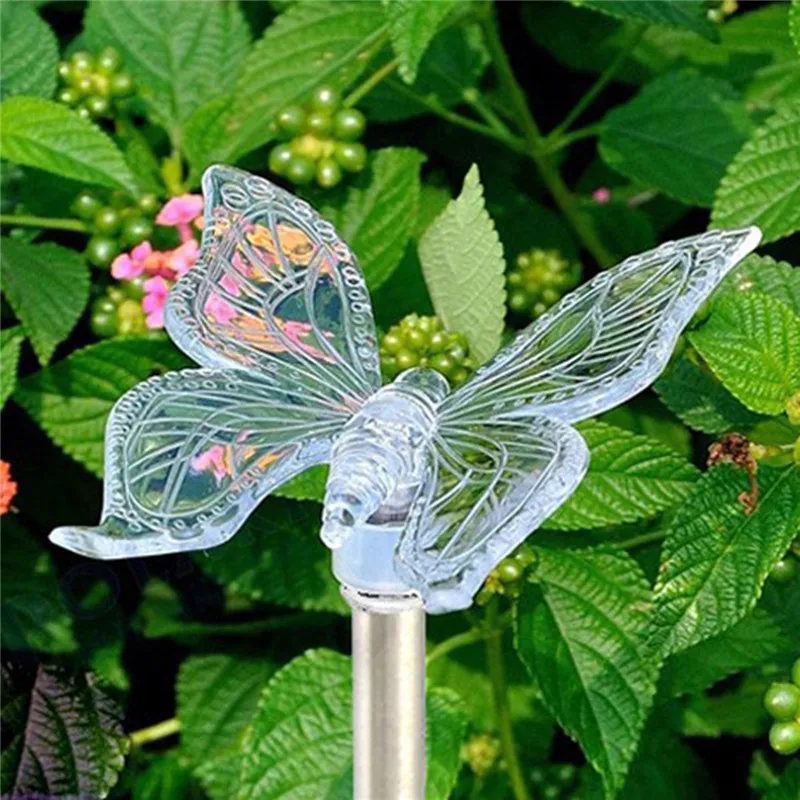 

Color RGB White Garden Solar light Dragonfly/Butterfly/Bird Lawn Lamp Solar Light IP44 Waterproof Outdoor Color Change Path Lamp