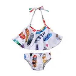 2018 лето для новорожденных для маленьких девочек Купальники Купальник бикини из двух частей купальный костюм Пляжная одежда