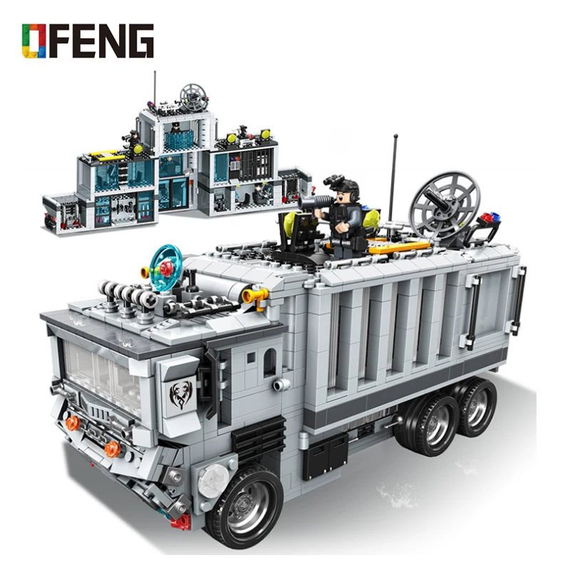 

Military WW2 Mobile command vehicle truck war base building blocks figure bricks Compatible With toys children gift