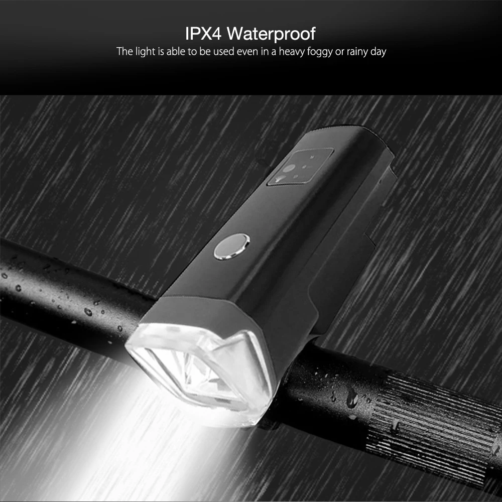 USB Rechargeable Waterproof Bike Cycling Light Bicycle Smart Induction Front Flashlight