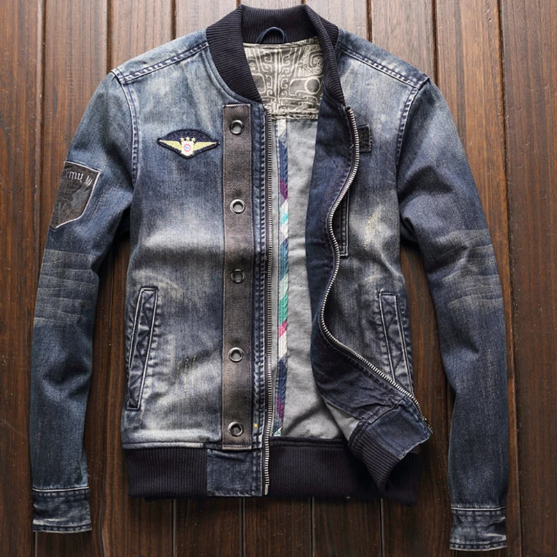 

American Style Flight Men's Denim Jackets and Coats Spring Plus Size XXXL Mens Overcoats Outerwear Mens Brand Clothing 2019 A208