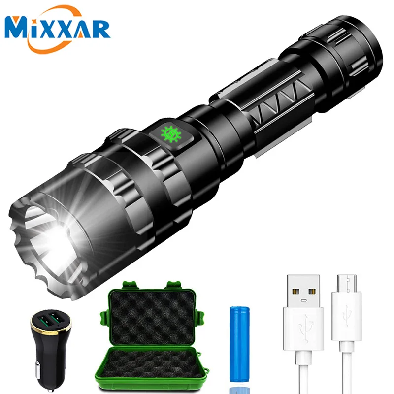 

10000LM L2 LED Tactical Flashlight Torch Waterproof 5 Modes Rechargeable Camping Hiking Lamp Light Lantern AC Car Charger