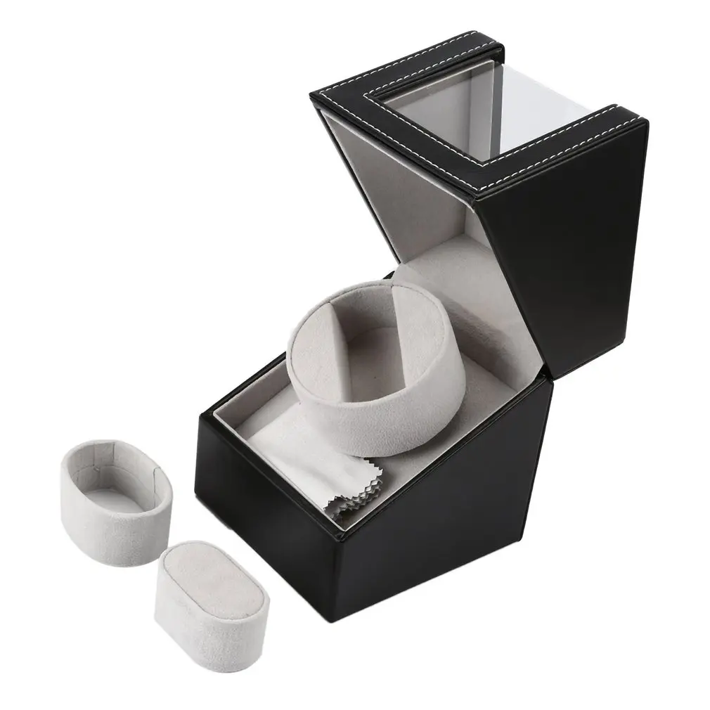 Najtaniej Wysokiej klasy silnik Shaker pokrętło zegarka uchwyt wyświetlacz automatyczne mechaniczne zegarek uzwojenia Box biżuteria zegarki Box nowy czarny