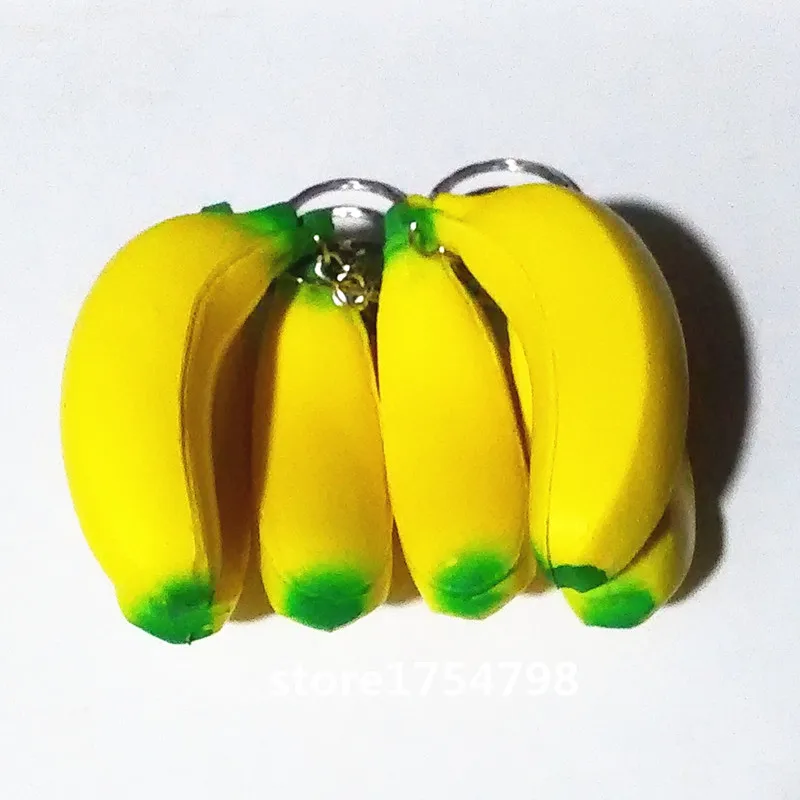 

100piece / lot Fashion PU Banana Chain Key Red Yellow Romantic Keyring Car Key Chain Bag Key Ring Gifts