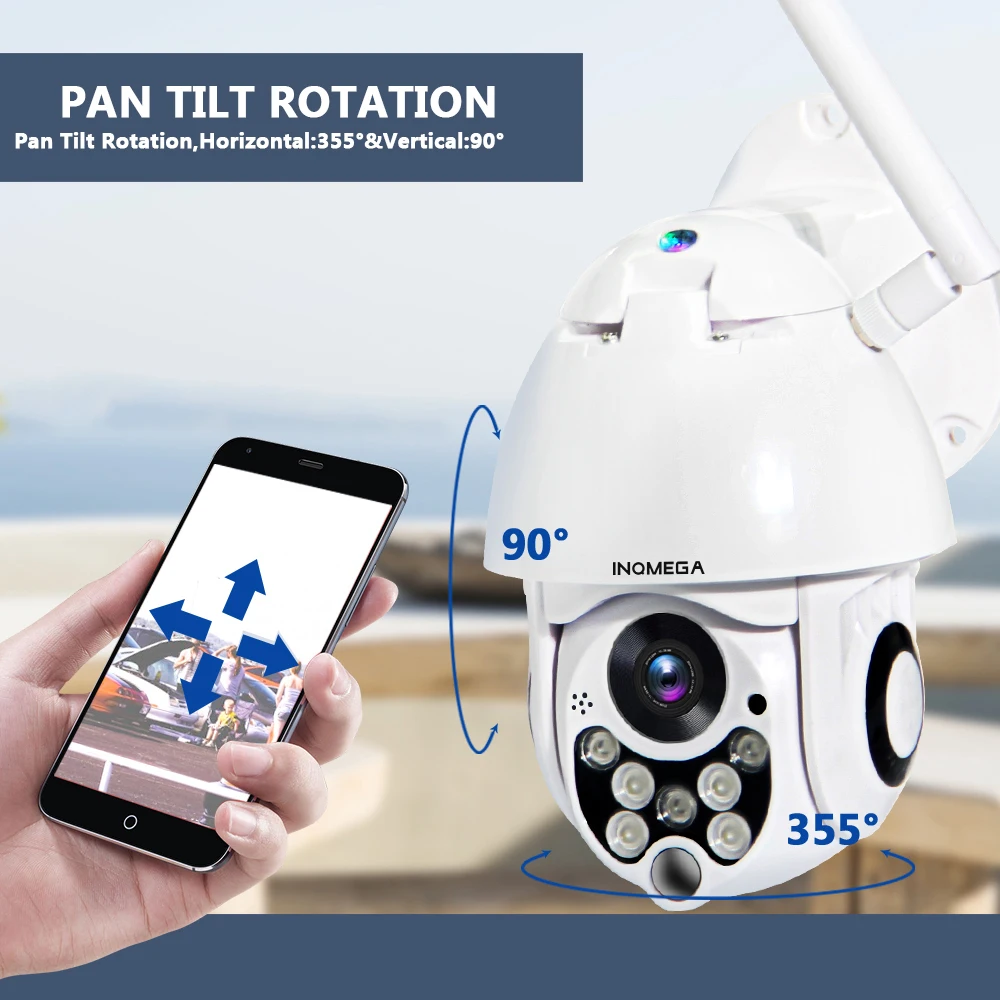  INQMEGA 4MP Cloud PTZ Wifi Outdoor Speed Dome Camera Network CCTV Camera Home Security Surveillance - 4.00003E+12