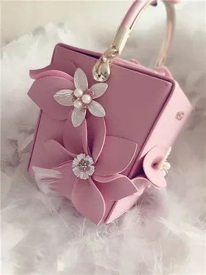 Дизайнерские розовые женские Сумки из искусственной кожи с цветами и бисером, вечерние клатчи, Подарочная коробка, клатч, Свадебная вечерняя сумочка, Bolsa Feminina - Цвет: pink