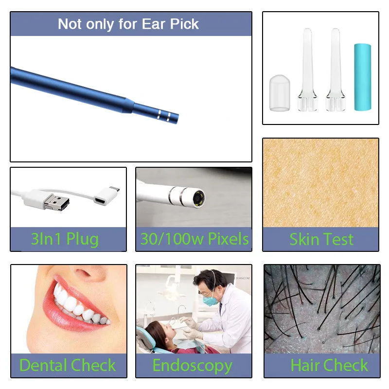 2018 Newest HD Visual Ear Cleaning Tool Mini Camera Otoscope Ear Health Care USB Ear Cleaning Endoscope for Android