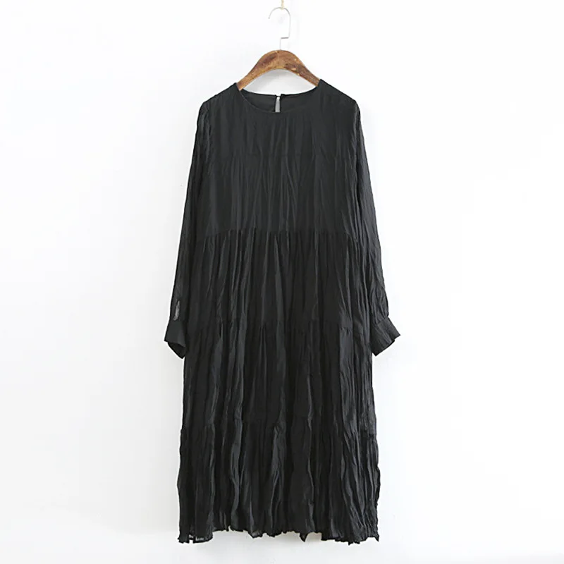 

2019 Spring Women Long Sleeves Polka Dots Long Dress Vintage Dots Pattern Bow Knot Collar Pleated Dress Elegant vestidos mujer