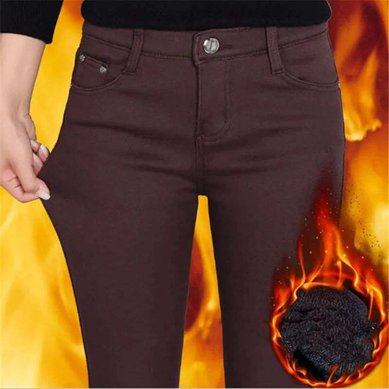 Miglior WKOUD Donne di Inverno Pantaloni Caldi Ispessimento del Panno Morbido Dei Pantaloni Della Matita Scarni Femminile di Stirata Delle Ghette Solido Più Il Formato Streetpants P8572