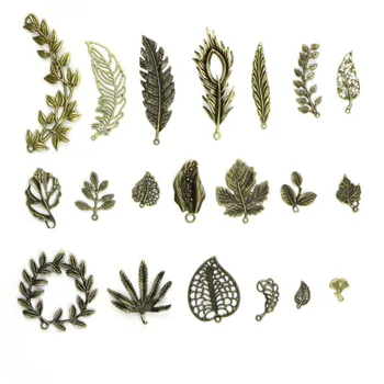 

20pcs/lot hot new cute Bronze leaves charms connectors for diy necklace Bracelet pendant jewelry making accessories material
