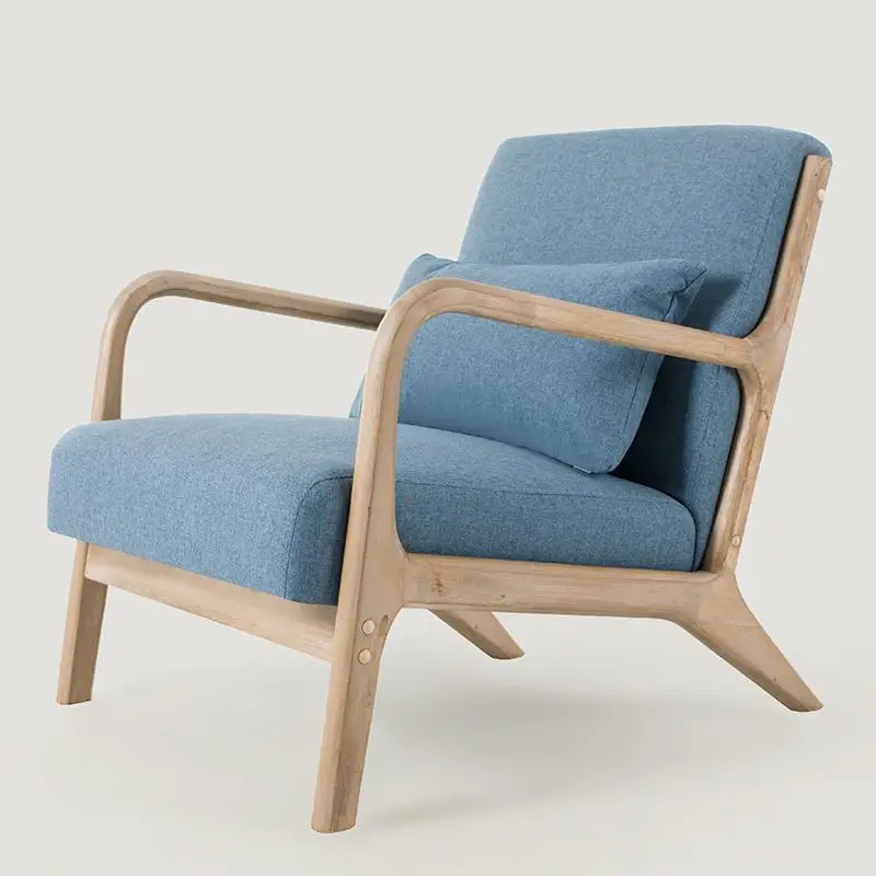 Скандинавское простое кресло для дивана, Современная гостиная, балкон, кресло для отдыха, американский цельный деревянный однотканевый стул - Цвет: style 6