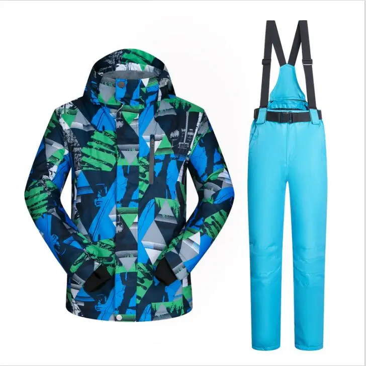 Мужской лыжный костюм бренды ветрозащитный водонепроницаемый теплый Спорт на открытом воздухе лыжная куртка и зимние штаны наборы Зимние Лыжные и сноубордические костюмы - Цвет: Lanlv And LightBlue