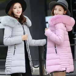 2018 Зима Новая мода меховой воротник пальто Корейская версия самовыращивания осень с капюшоном теплые женские куртки женские пальто 3XL