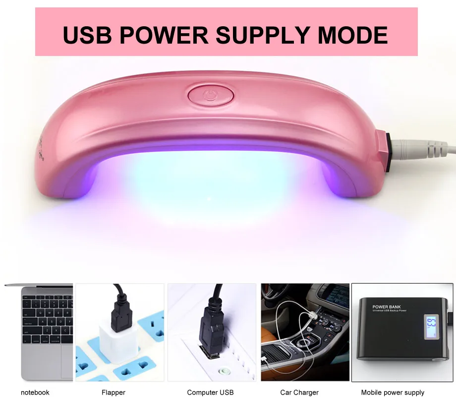 Новое прибытие LIKE 9W Mini Nail LED УФ лампы для отверждения гель лак ногтей Осушитель