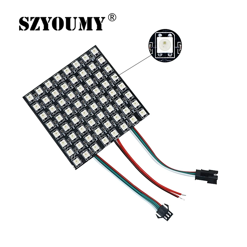 SZYOUMY 16x16 8x32 8x8 светодиодный Пиксели WS2812B Гибкий цифровой светодиодный Панель индивидуально адресуемых полный мечта Цвет DC5V
