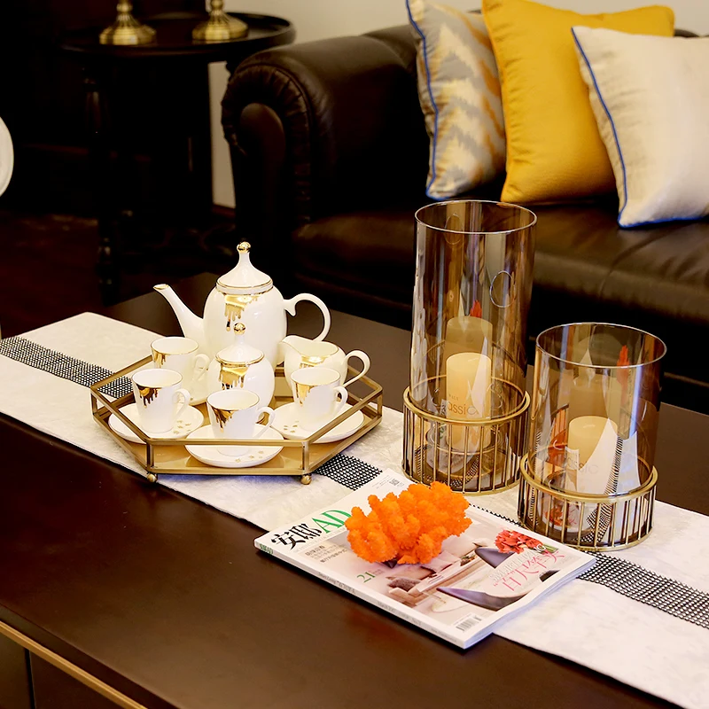 11 шт. Модный американский домашний керамический кофейный набор d'Angleterre чайный набор, домашний поддон, украшение, элегантный кофейный набор, золотой дизайн
