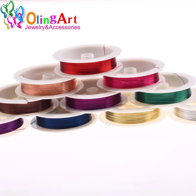 OlingArt медная проволока 0 5 мм 7 м/рулон Микс разноцветных покрытых бусинами
