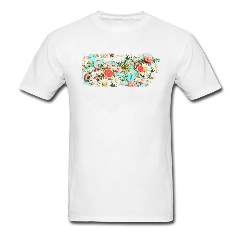 Botanical Garden Cotton Fabric Male Short Sleeve Tees Leisure Labor Day T Shirt Print Tee Shirts Coupons Round Neck Botanical Garden white