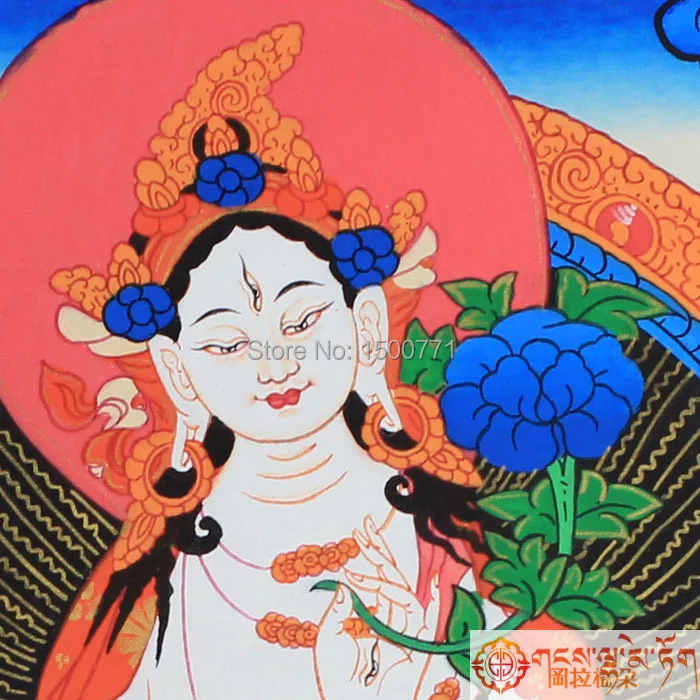 Чистая ручная роспись танка Непал Белая Тара Бодхисаттва фигурка Будды|buddha