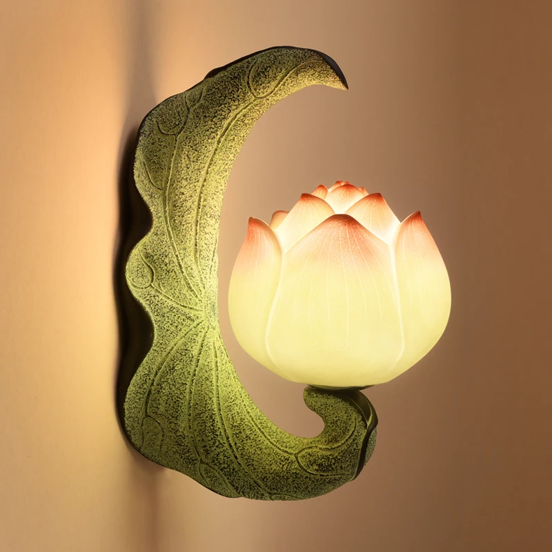 New Chinese Creative Studio Living Room Background Wall Corridor Patio Balcony Bedside Staircase Decorative Lotus Lamp | Лампы и