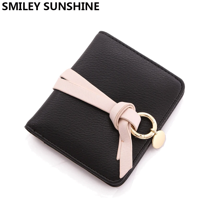 

SMILEY SUNSHINE mini short women wallets fashion hasp card holder black wallets female slim small girls coin purses portemonnee