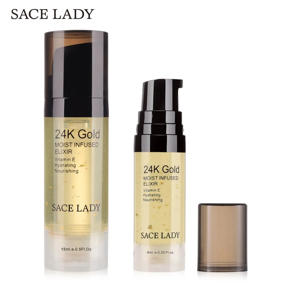

SACE LADY 24K Gold Elixir Oil for Face Makeup Primer Professional Moisturizing Make Up Base Foundation Primer Pores Cosmetic