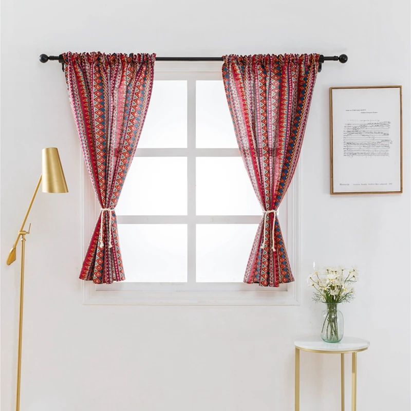

Small Window Curtain Rod Gauze Coffee for Small Liftable Blinds Short Kitchen Pocket Curtain For Height
