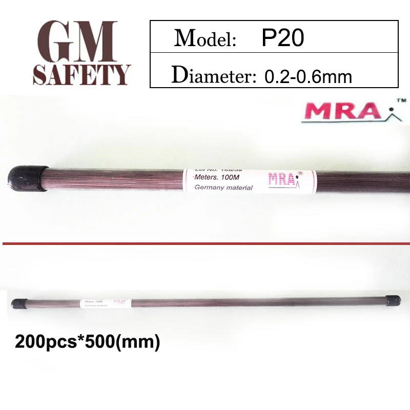 MRA P20 of 0.2/0.3/0.4/0.5/0.6mm Laser welding wire for Welders HRc 30-35 200pcs in 1 Tube B012237 | Инструменты