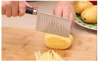 

Free shipping 300 pcs Potato Crinkle Wavy Edged Knife Stainless Steel Kitchen Gadget Vegetable Fruit Cutting Slicers