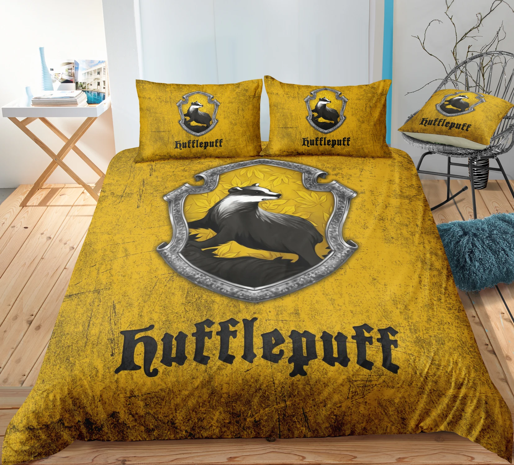 3D Bedding Set Campus Badge Print Duvet Cover Set with Pillowcase Home Textiles
