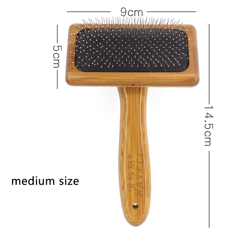 HE 1 Pcs Multi-purpose Wooden Needle Comb for Dog Cat Pet Hair Beauty Grooming Tool Stainless Steel Pin Brush Dog Hair Brush