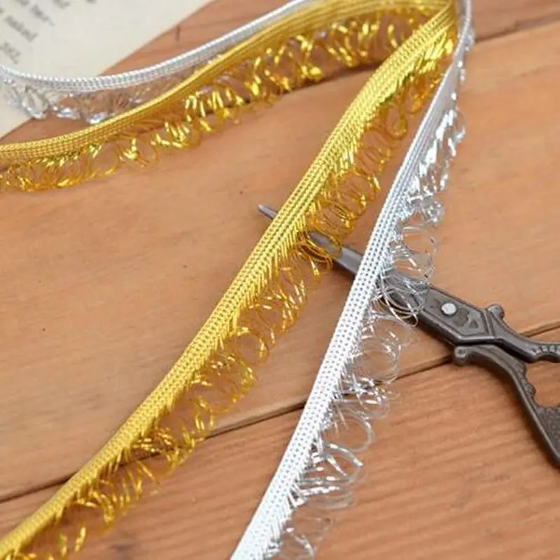 

Tassel Lace Ribbon DIY Sewing Material Gold Silver Fringe Lace Trim Embroidery Garment Accessories Lace Tape 1.3cm Width