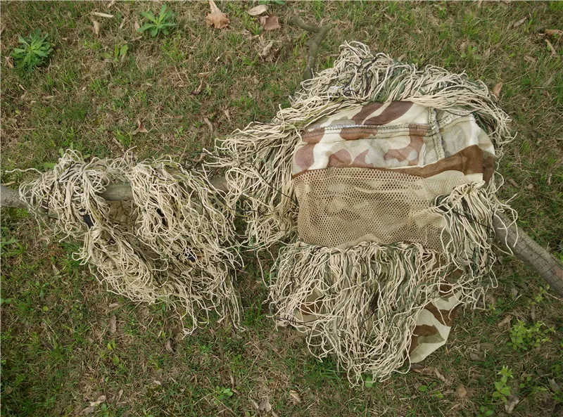 3D Quiet Camouflage Ghillie Yowie Desert Withered Grass Head Cover Hood 