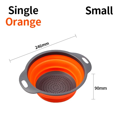 DUOLVQI складной силиконовый дуршлаг для фруктов и овощей, корзина для мытья, Волшебная корзина, ситечко, складной Слив кухонные инструменты приспособление - Цвет: Single Orange Small