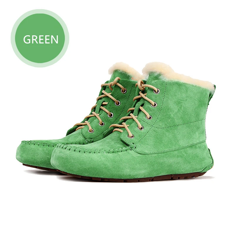 SWYIVY/женские зимние ботинки; Новинка года; женские ботильоны; ботинки из натуральной кожи; Женская шерстяная Повседневная обувь; женские зимние ботинки с теплым мехом - Цвет: Зеленый