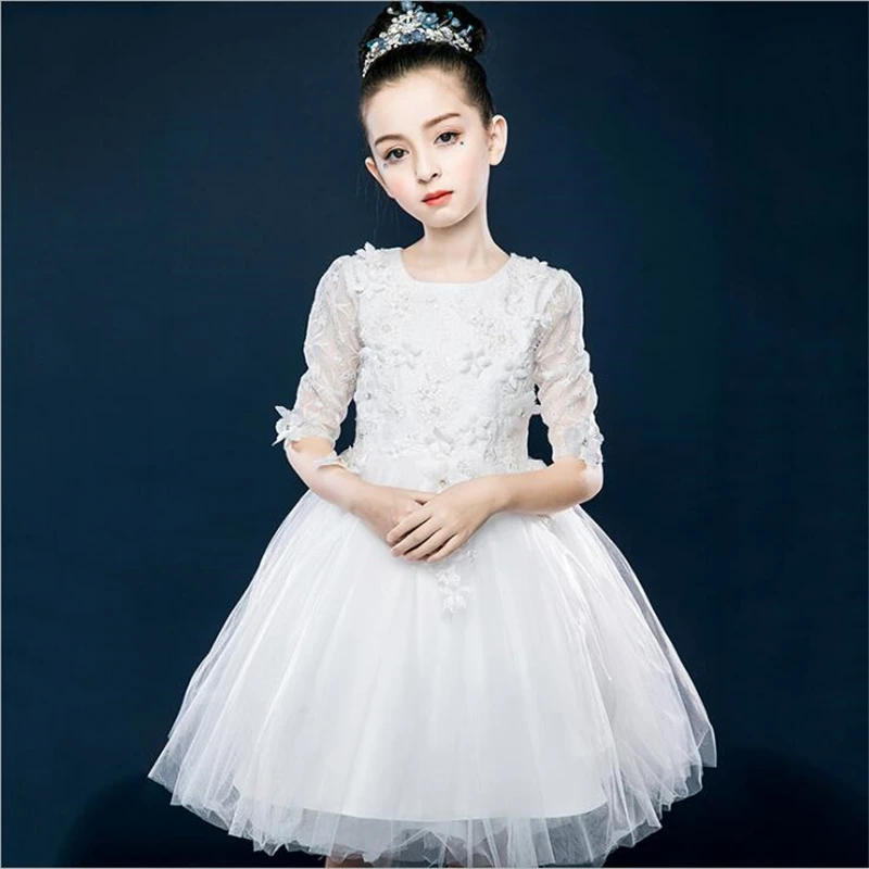 Princess Dress 2018 New Arrivals Summer Children Half Sleeve Mesh Wedding Dress Performing Dress Girl Party Dresses For 4-14T Princess Dress 2018 New Arrivals Summer Children Half Sleeve Mesh Wedding Dress Performing Dress Girl Party Dresses For 4-14T