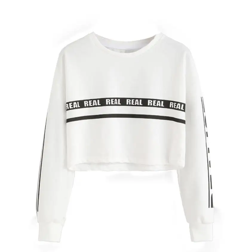 

New Brand Fashion Crop Top Sweatshirt Women Fashion Letter Print Crop Sudaderas Mujer Women Hoodies Sweatshirts Top#GHC