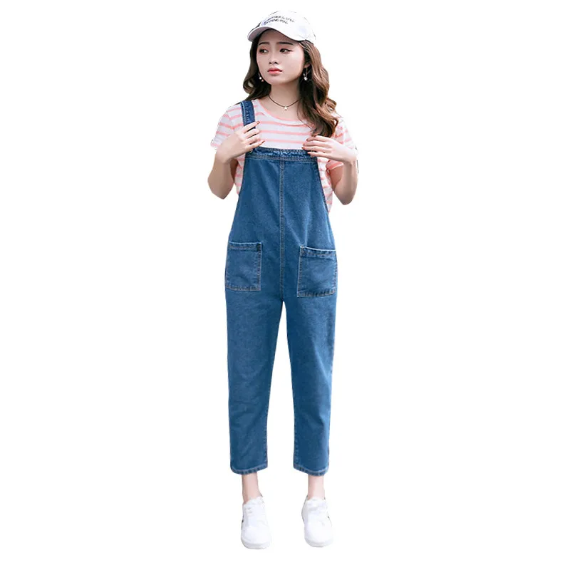

Quality Rompers Denim Overalls Women Femme High Waist Elegant Adjustable Strap Jumpsuit Jeans Pants Women's Ankle Length Trouser