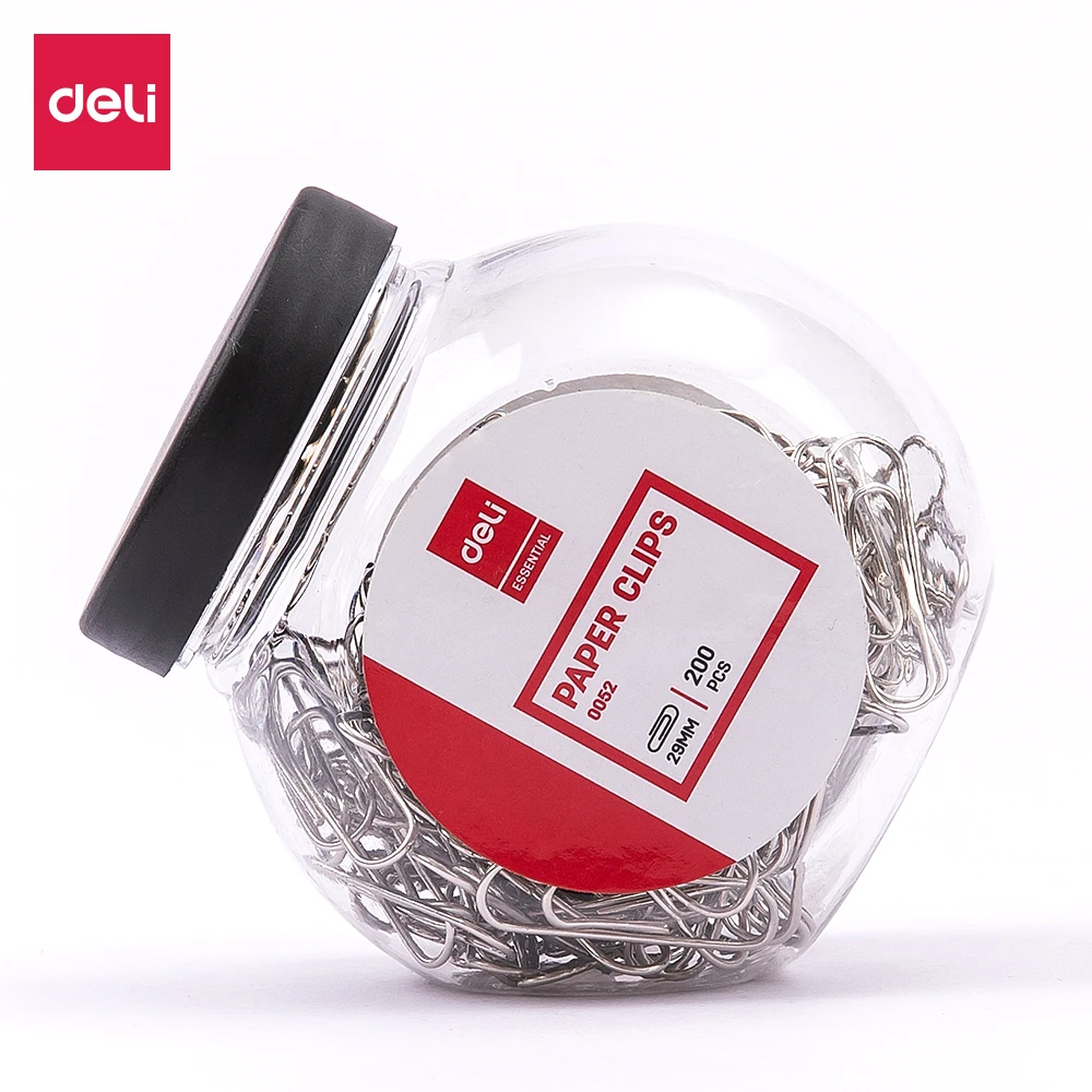 

Зажим для бумаг DELI E0052, серебряный, 29 мм, 200 шт. в бочке, никелированный, круглый