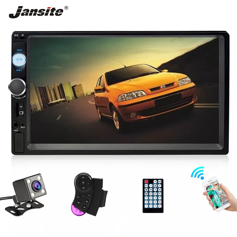 

Jansite 2 din 7" Car radio Multimedia MP5 Player FHD Touch Screen Backup Camera TF Card Mirror link Bluetooth Remote control