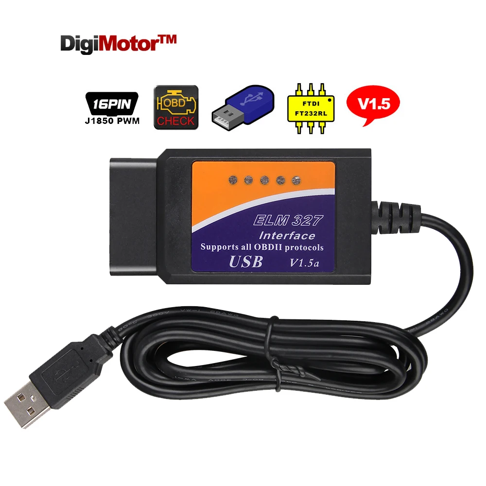 Prix pour ELM327 USB Interface OBD2 Connecteur ELM 327 V 1.5 OBD 2 V1.5 Auto Scanner Automotivo Voiture De Diagnostic ELM-327 EML327 FT232RL puce Prix pour ELM327 USB Interface OBD2 Connecteur ELM 327 V 1.5 OBD 2 V1.5 Auto Scanner Automotivo Voiture De Diagnostic ELM-327 EML327 FT232RL puce