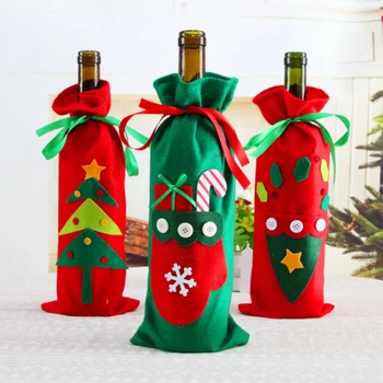 

New 5PCS Christmas Decorations Santa Claus Red Wine Bottle Bow Tie Red Wine Bag Gift Bag Champagne Wine Set Three Z460