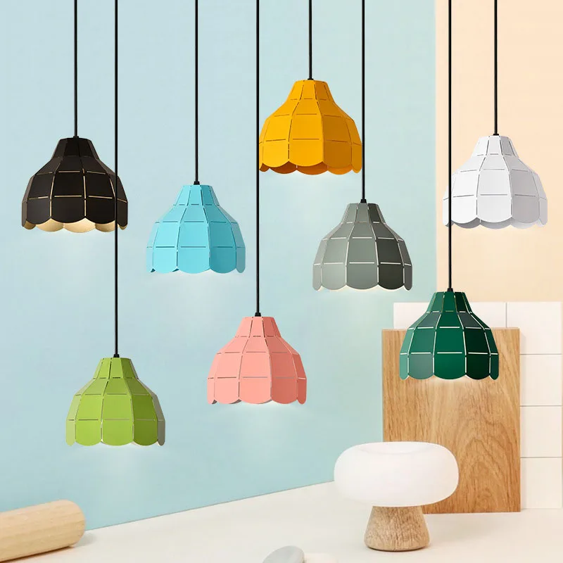 Colorful Raser Cut Pendant Light Metal Flower Pot Pendant Lamp Drop Lighting Hanging Restaurant Cafe Dining Room Pendant Lighting (30)