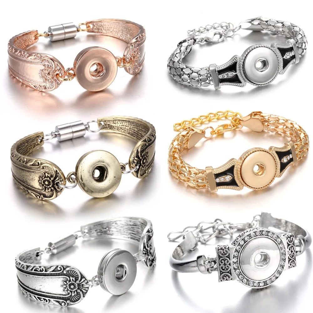 2018 New Bohemian Snap Button Carved Vintage Bracelets