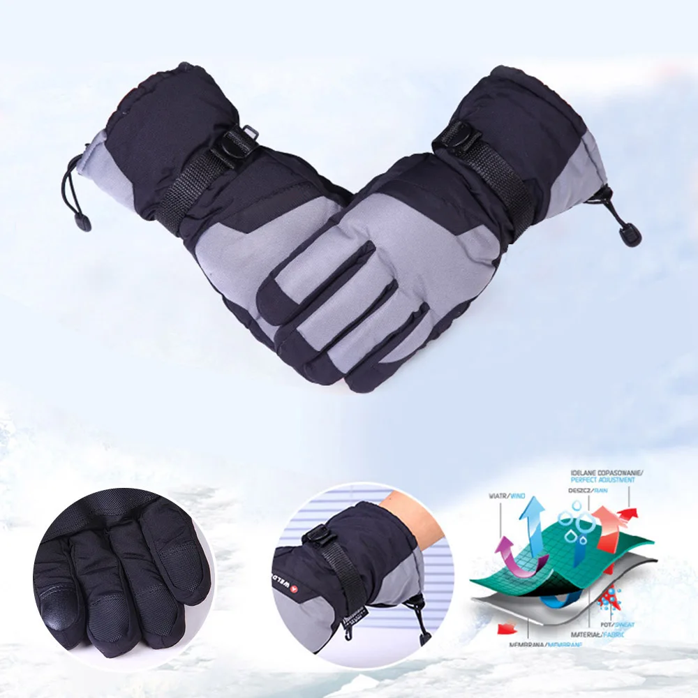 Зимние теплые ветрозащитные лыжные перчатки утолщенные удобные перчатки для сноуборда уличные спортивные мотоциклетные противоскользящие лыжные перчатки мужские